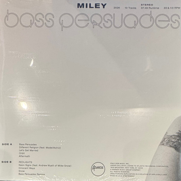 Miley Cyrus — Bass Persuades back cover