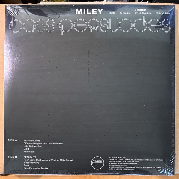 Miley Cyrus — Bass Persuades back cover