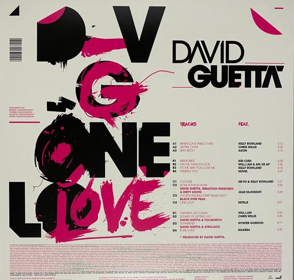 David Guetta — One Love back cover